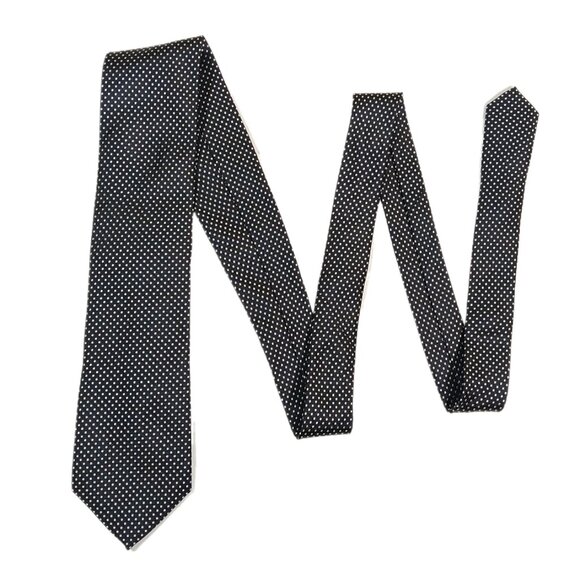 Lauren Ralph Lauren Silk Tie Men's 60" Black White Dot Designer Classic Tie New - Picture 2 of 4
